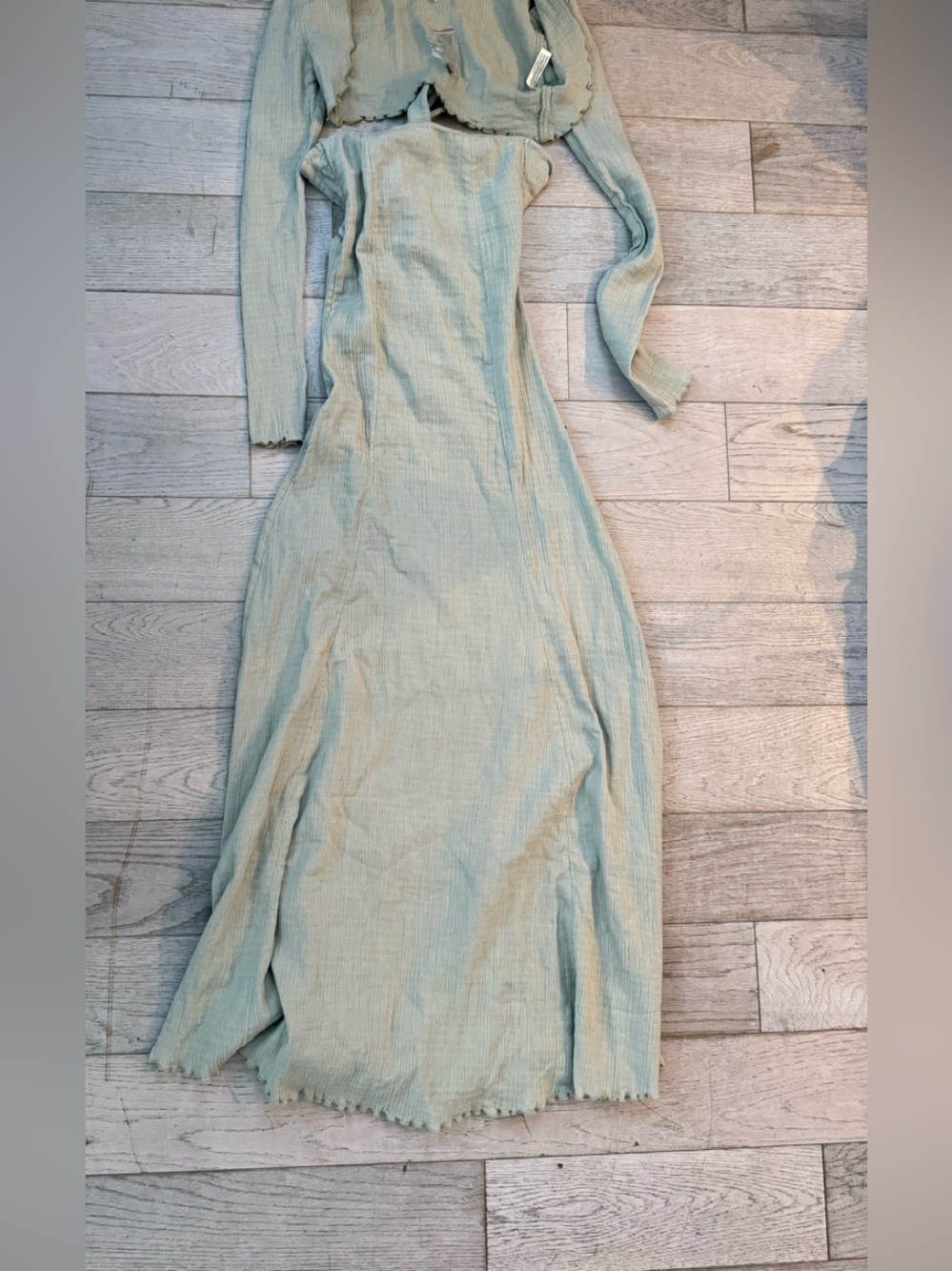 Free People Sage Green Ribbed Maxi Dress